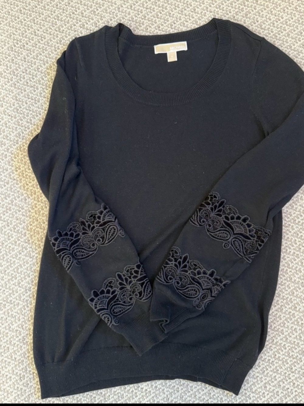 Michael Kors Black Sweater with Lace Sleeves
